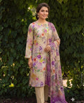 Bahaar Pastel Multicolor Floral Unstitched Lawn 3Piece