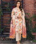 Noor Ivory Peach Floral Unstitched Lawn 3Piece