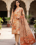 Shafaq Peach Bloom Printed Unstitched Lawn 3Piece