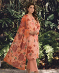 Khizan Rust Floral Unstitched Lawn 3Piece
