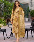 Zafraan Mustard Garden Floral Unstitched Lawn 3Piece