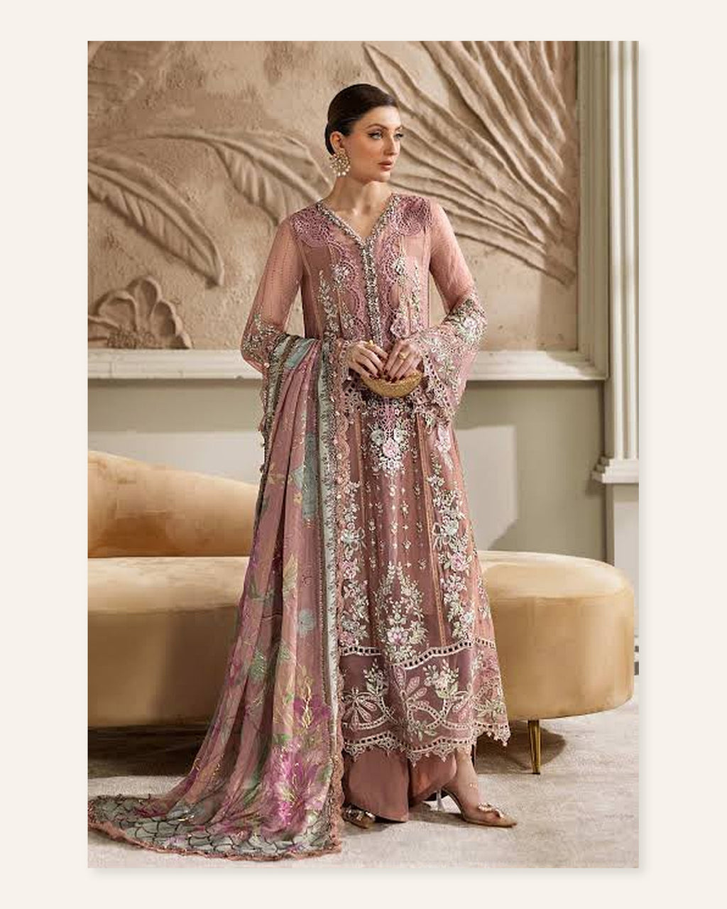 Mauve Heritage Embroidered Unstitched Ensemble