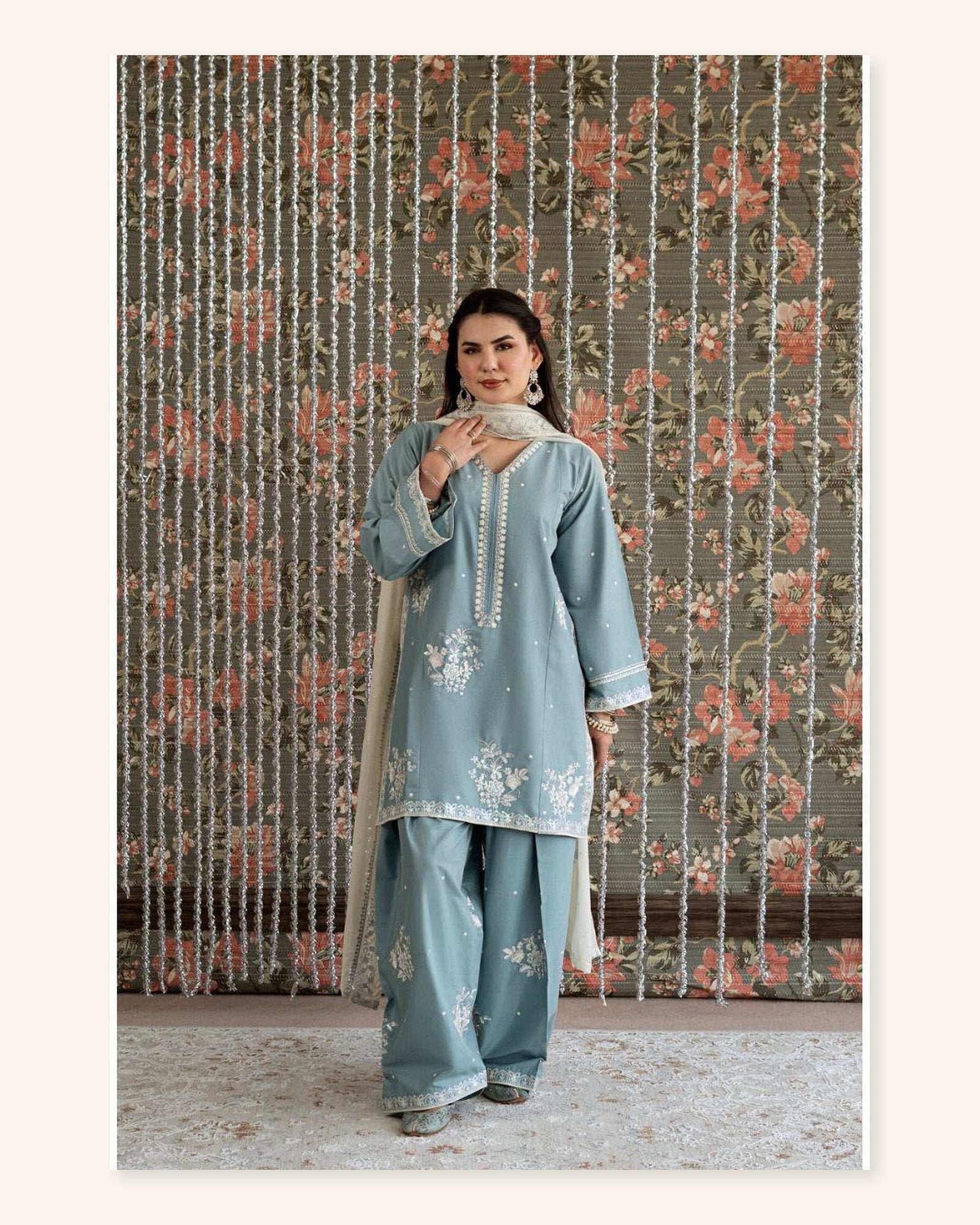 Powder Blue Embroidered Unstitched Co-Ord