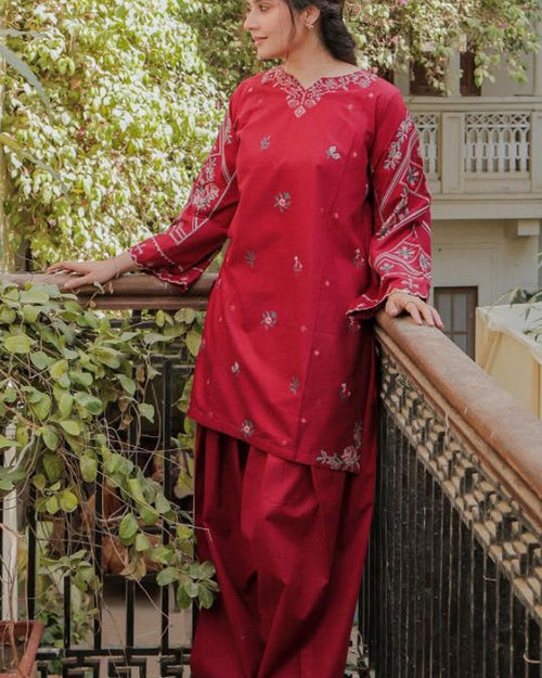 Crimson Garden Printed Unstitched Set